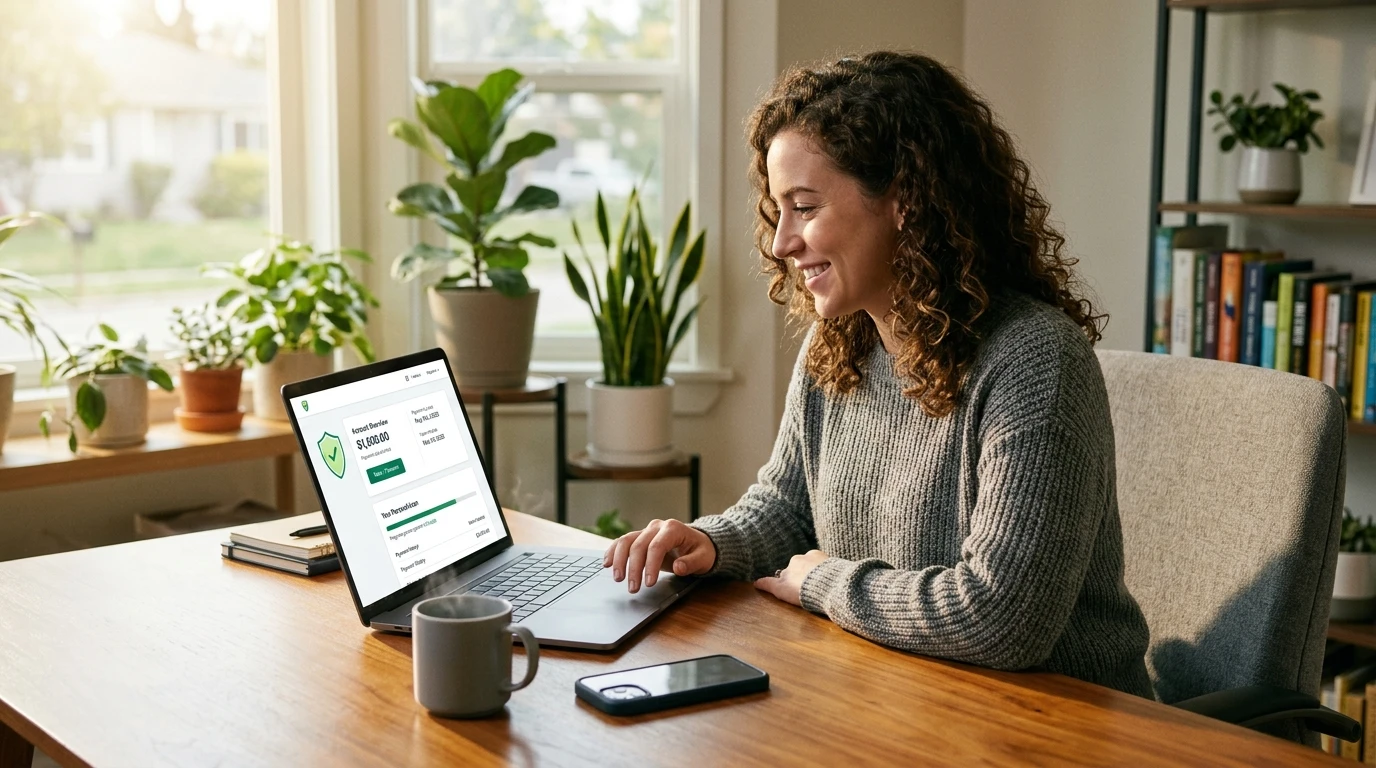 Enable Loans Login - Customer securely accessing online loan account portal on laptop